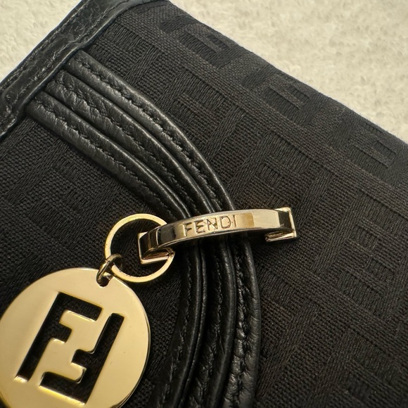 Fendi COA Black Zucchino cloth/leather bifold long wallet… - Picture 3 of 16